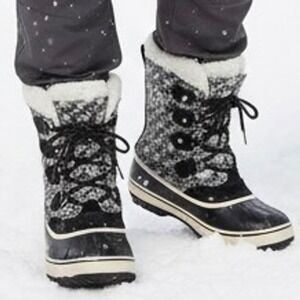 Sorel 1964 Pac‎ Graphic Boots Men 9 Black White Gray Waterproof Winter Snow Duck